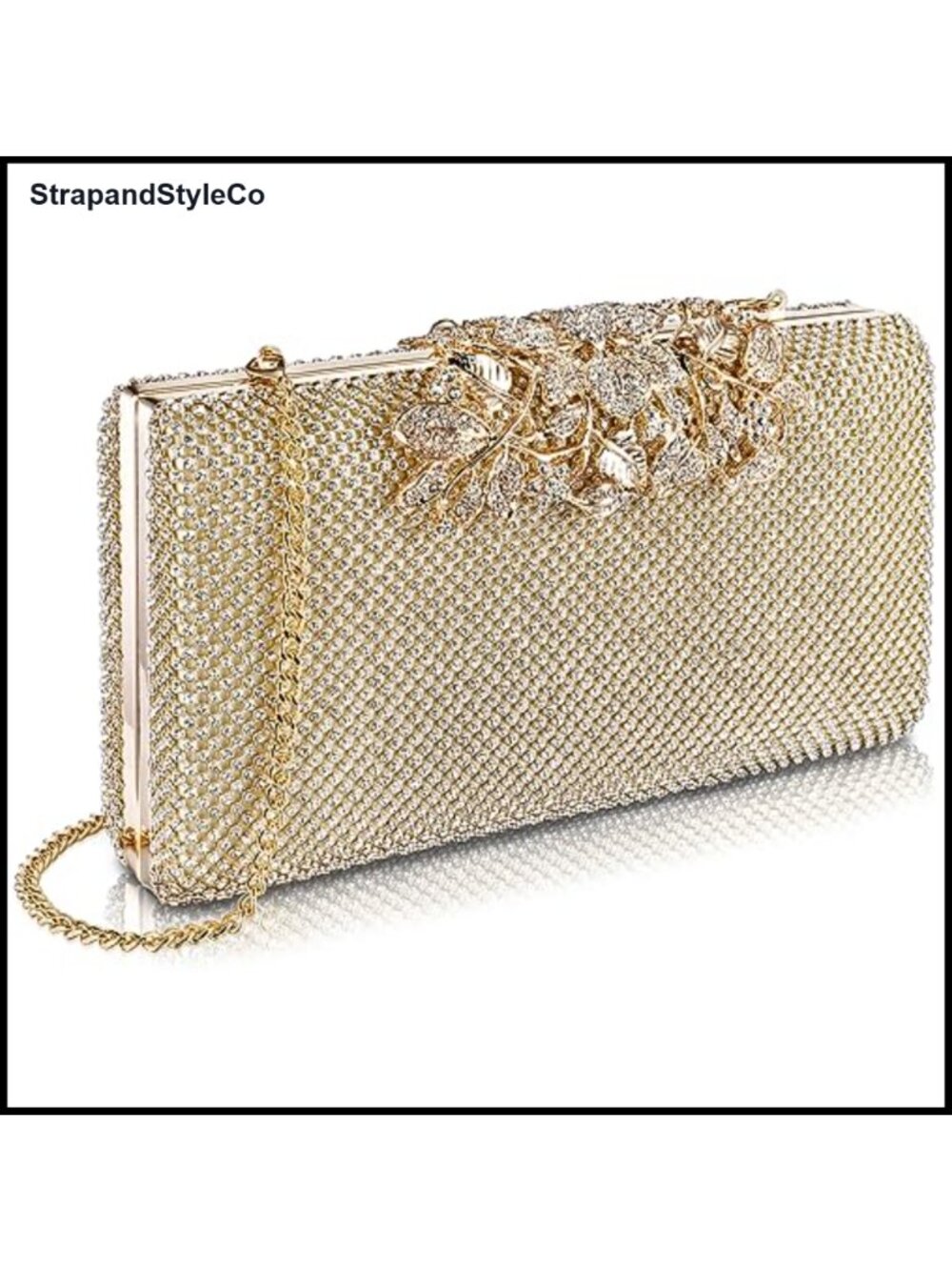 Crystal Rhinestone Evening Clutch Detachable Chain Crossbody Bag